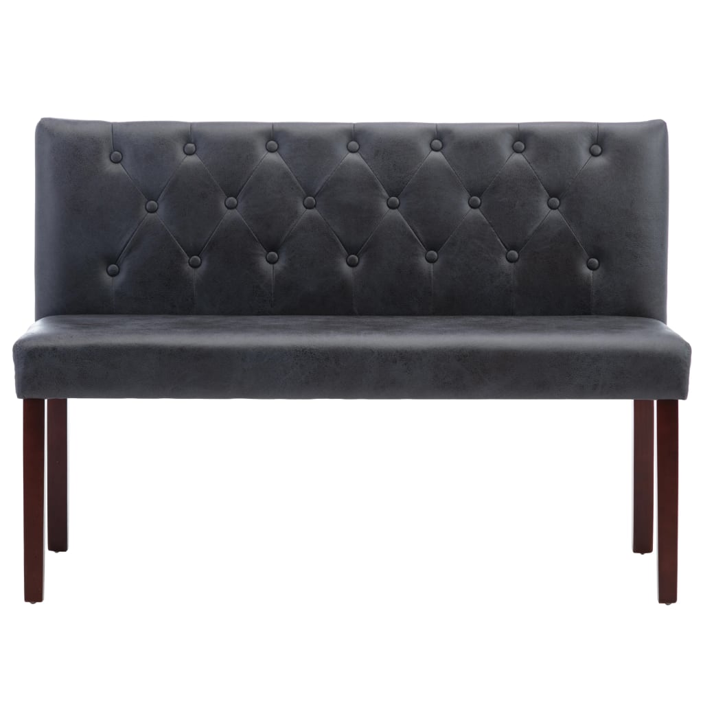 bænk 120 cm imiteret ruskind grå