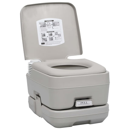 transportabelt campingtoilet 10+10 l grå