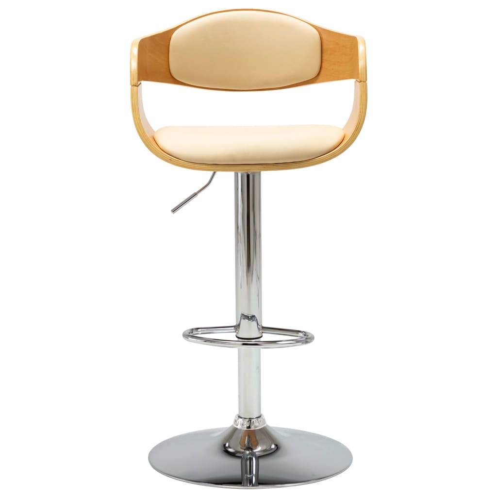 barstole 2 stk. bøjet træ og kunstlæder cremefarvet