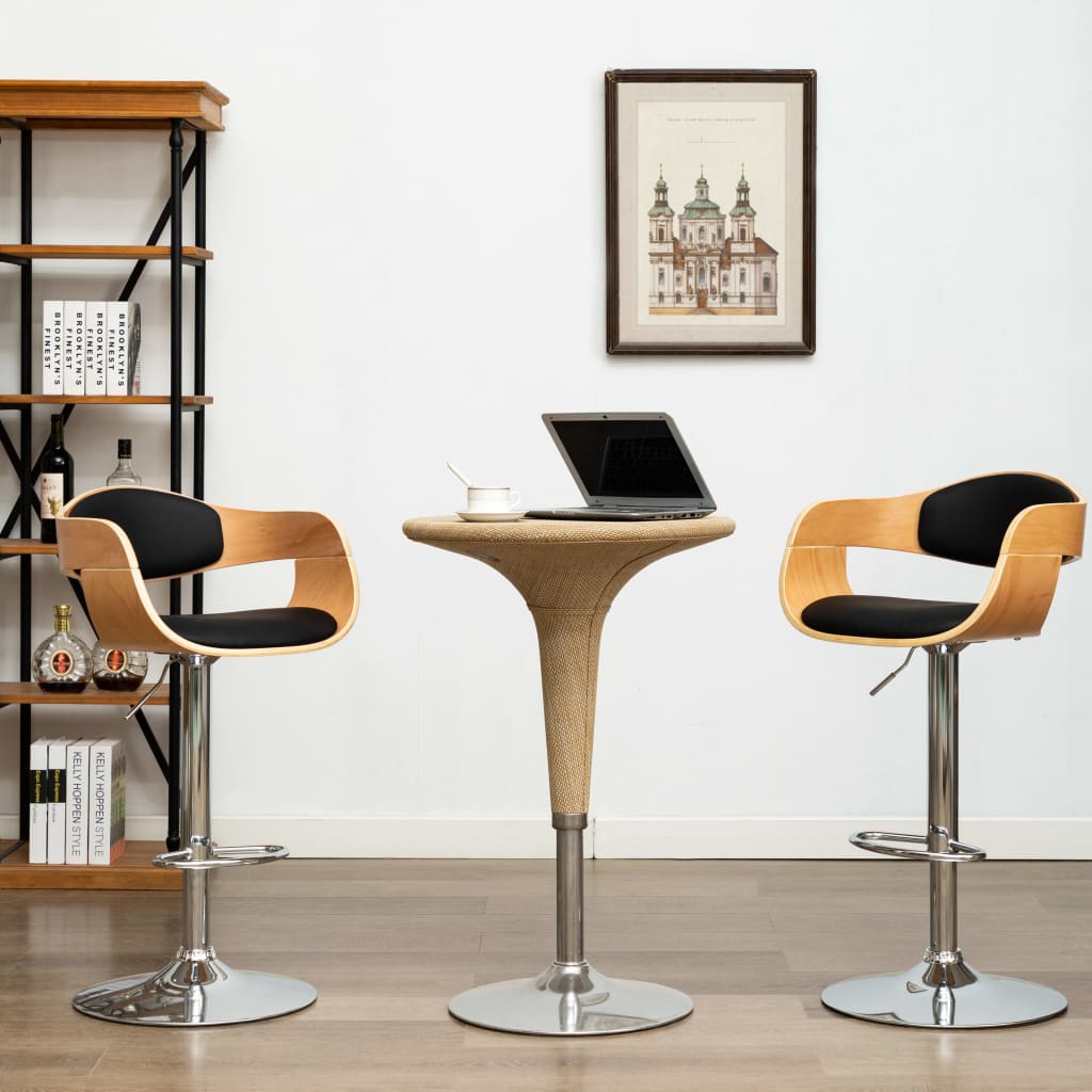 barstole 2 stk. bjet tr og kunstlder sort
