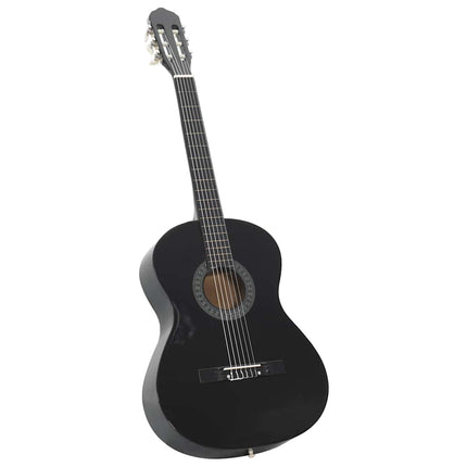 klassisk guitarsæt 12 dele for begynder 4/4 39" sort