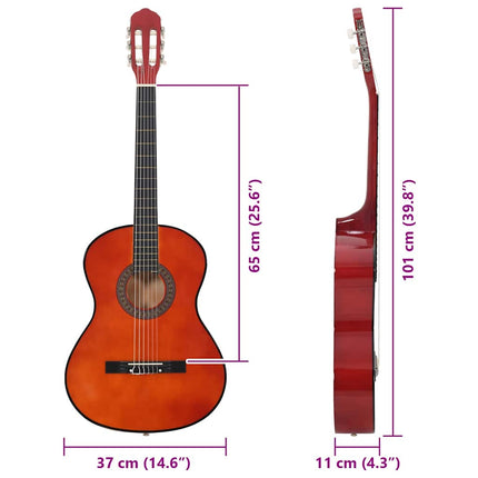 klassisk guitar for begyndere 4/4 39" lindetræ