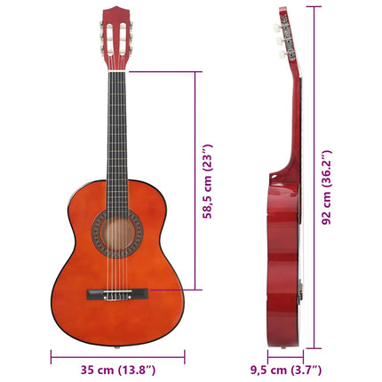 klassisk guitarsæt til begyndere 8 dele 3/4 36"