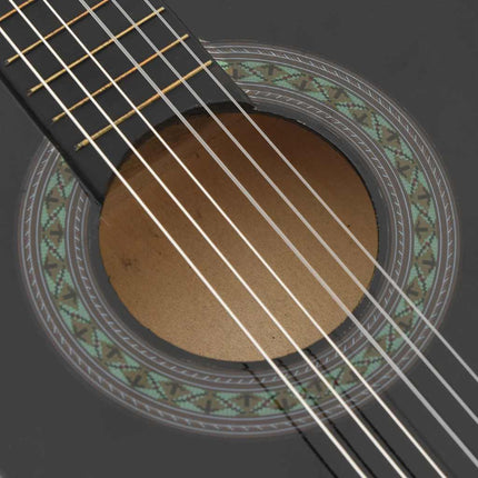 klassisk guitarsæt 8 dele for begyndere 1/2 34" sort