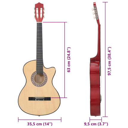 western akustisk guitar med 6 strenge 38" lindetræ