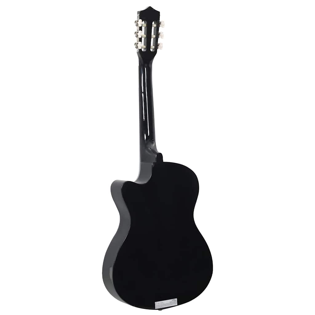 klassisk western guitarsæt 12 dele med 6 strenge 38" sort