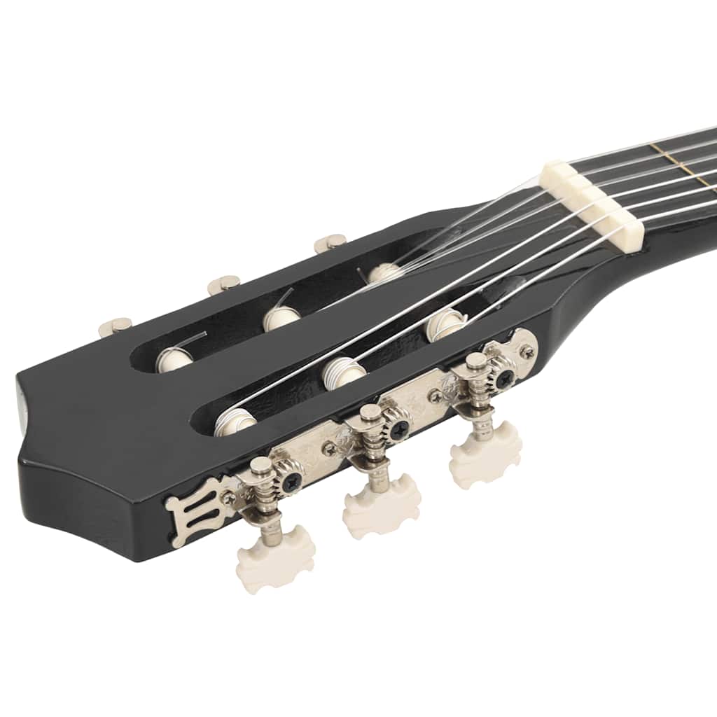 klassisk western guitarsæt 12 dele med 6 strenge 38" sort