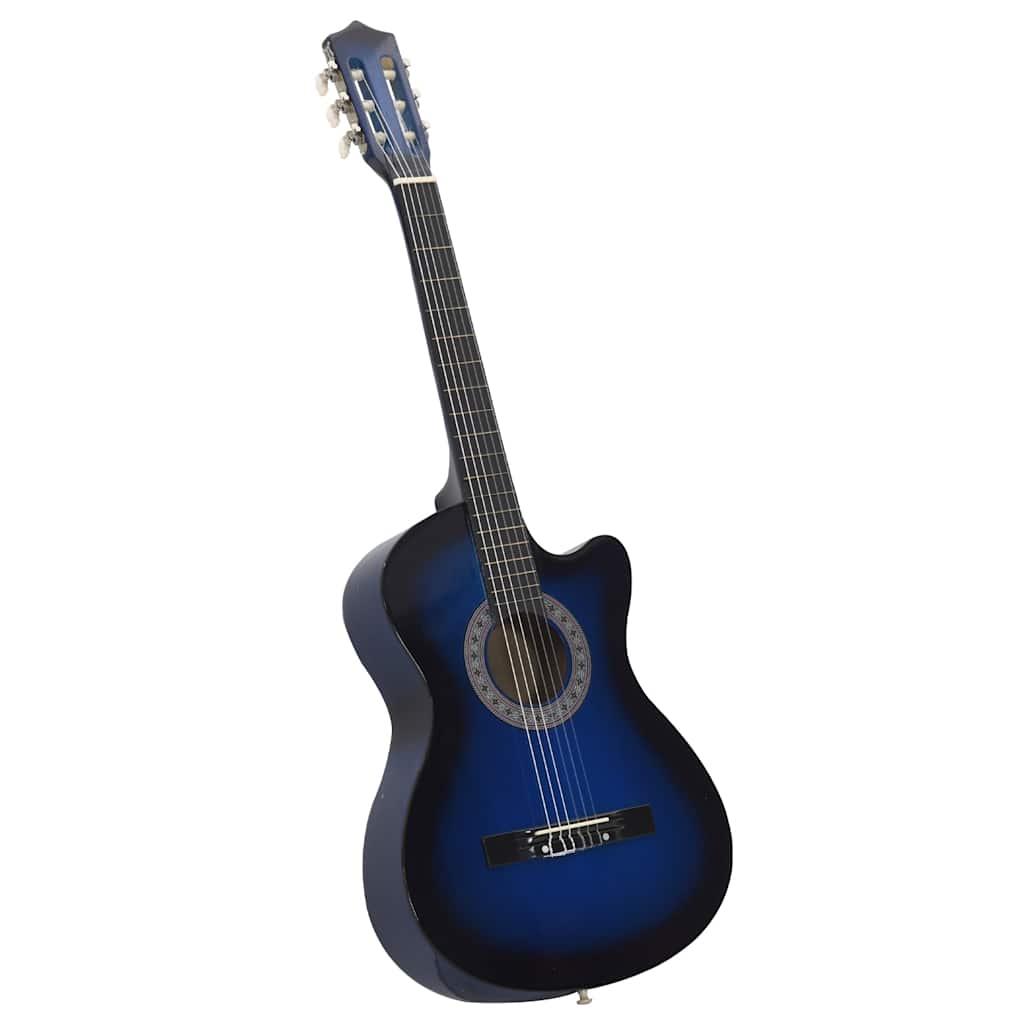 klassisk western guitarsæt 12 dele med 6 strenge 38" blå