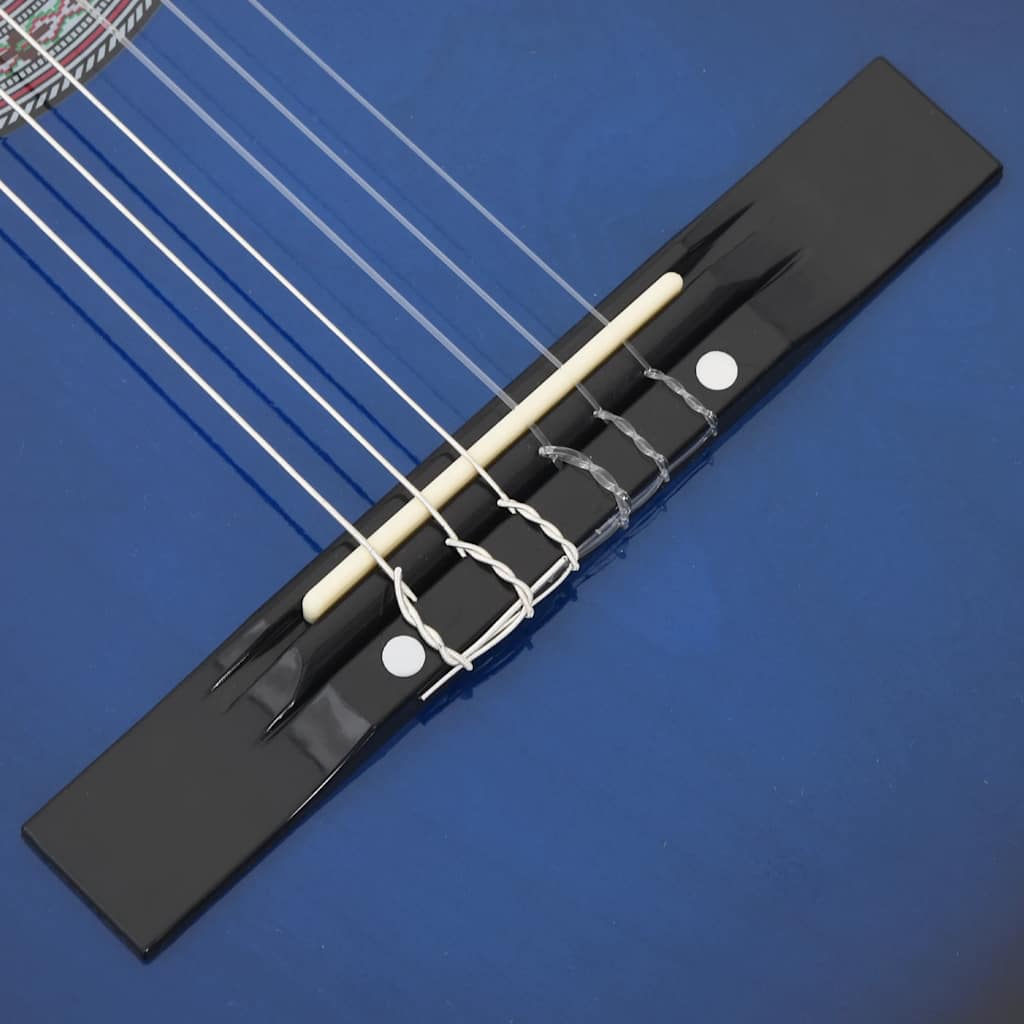 klassisk western guitarsæt 12 dele med 6 strenge 38" blå