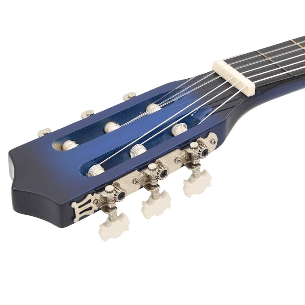 klassisk western guitarsæt 12 dele med 6 strenge 38" blå