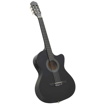 klassisk western cutaway guitar med equalizer og 6 strenge sort