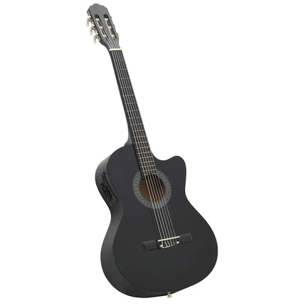 western-guitarsæt 12 dele med equalizer og 6 strenge sort