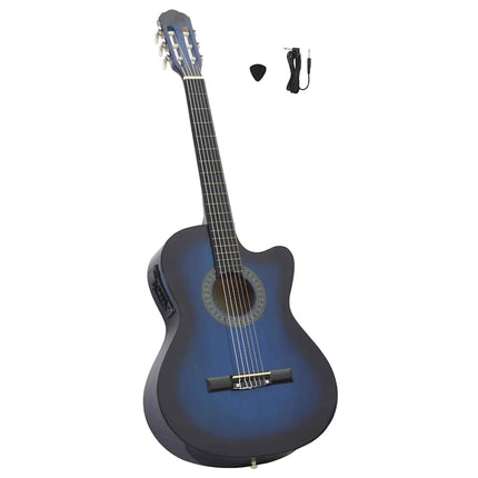 klassisk western cutaway guitar med equalizer og 6 strenge blå