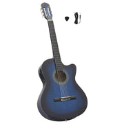 klassisk western cutaway guitar med equalizer og 6 strenge blå