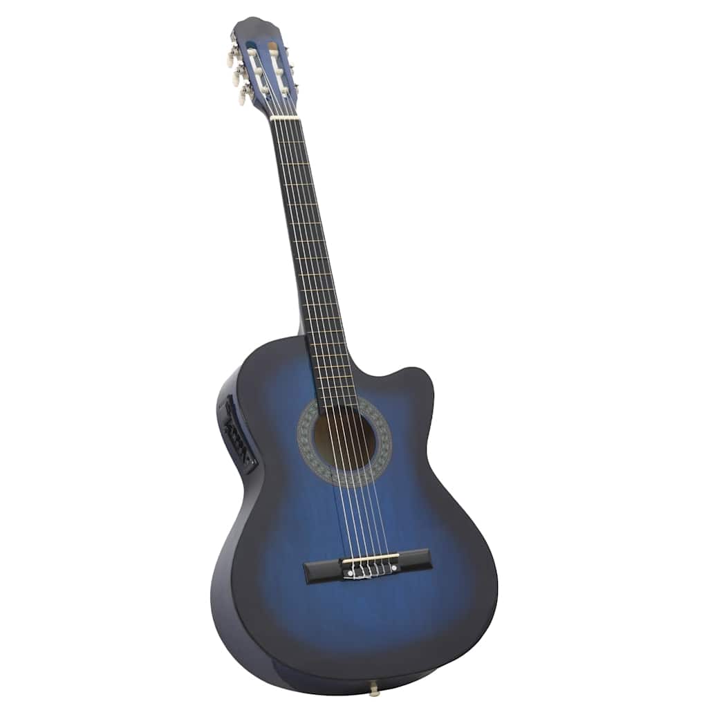 klassisk western cutaway guitar med equalizer og 6 strenge blå