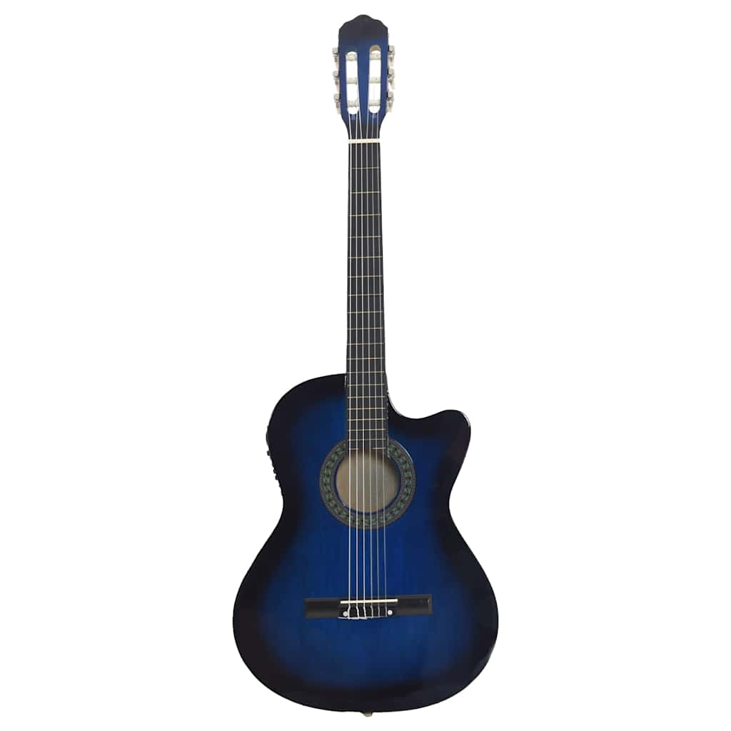 klassisk western cutaway guitar med equalizer og 6 strenge blå