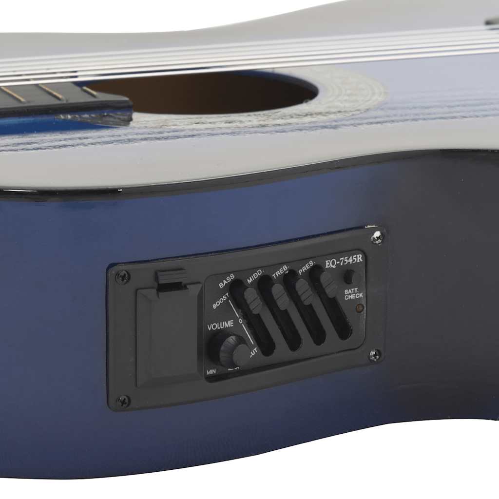 klassisk western cutaway guitar med equalizer og 6 strenge blå