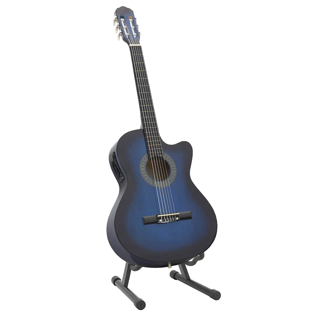 western-guitarsæt 12 dele med equalizer og 6 strenge blå