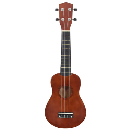 ukulelesæt sopran med taske til børn 21" mørkt træ