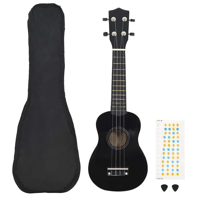 ukulelesæt med taske til børn 21" sort