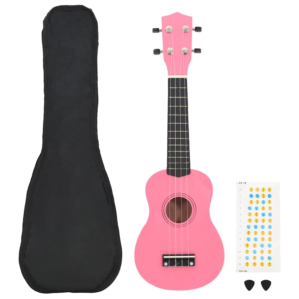 ukulelesæt med taske til børn 21" pink