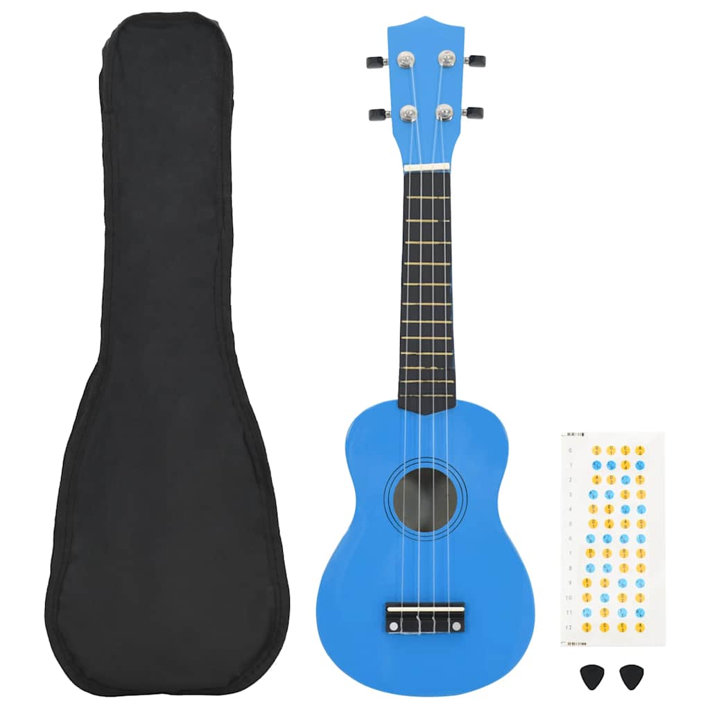 ukulelesæt med taske til børn 21" babyblå
