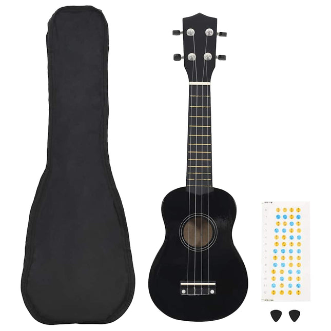 ukulelesæt med taske til børn 23" sort