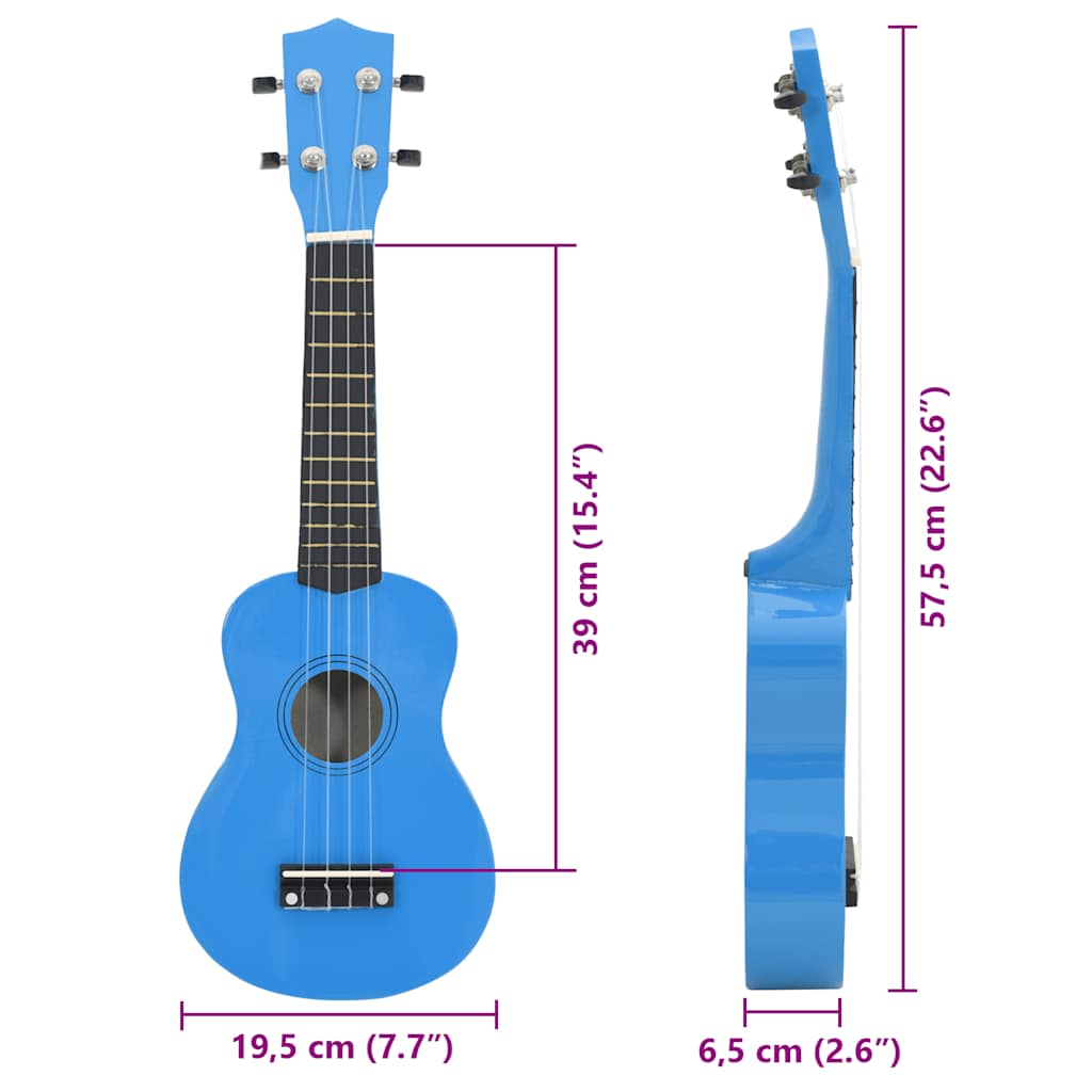 ukulelesæt med taske til børn 23" babyblå