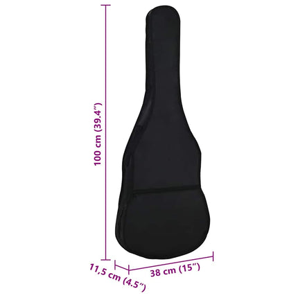guitartaske til 4/4 (39") klassisk guitar 100x37 cm stof sort