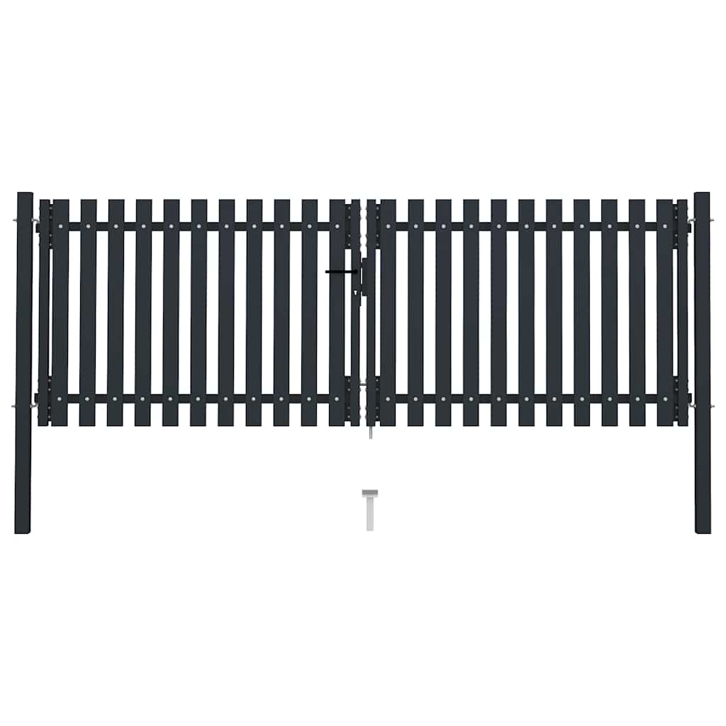 dobbeltdørshegnslåge stål 300x100 cm antracitgrå billede