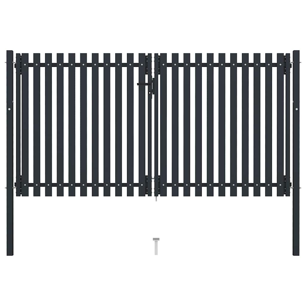 dobbeltdørshegnslåge stål 300x150 cm antracitgrå billede