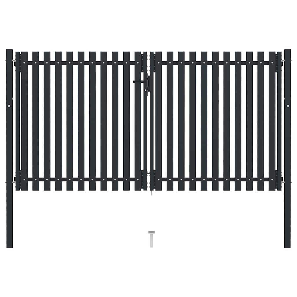 dobbeltdørshegnslåge stål 300x175 cm antracitgrå billede