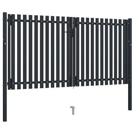 dobbeltdørshegnslåge stål 300x175 cm antracitgrå