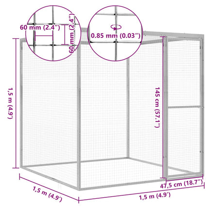 kattebur 1,5x1,5x1,5 m galvaniseret stål