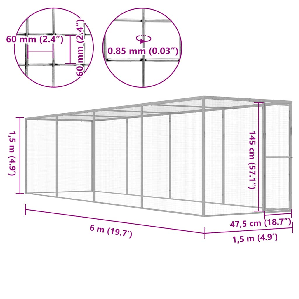 kattebur 6x1,5x1,5 cm galvaniseret stål