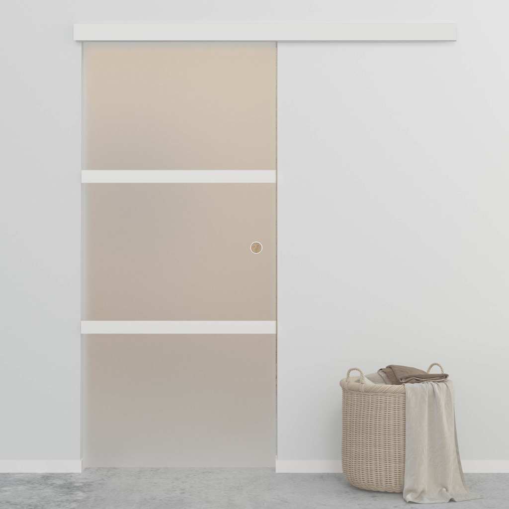 skydedør 90x212 cm hærdet glas og aluminium sølvfarvet