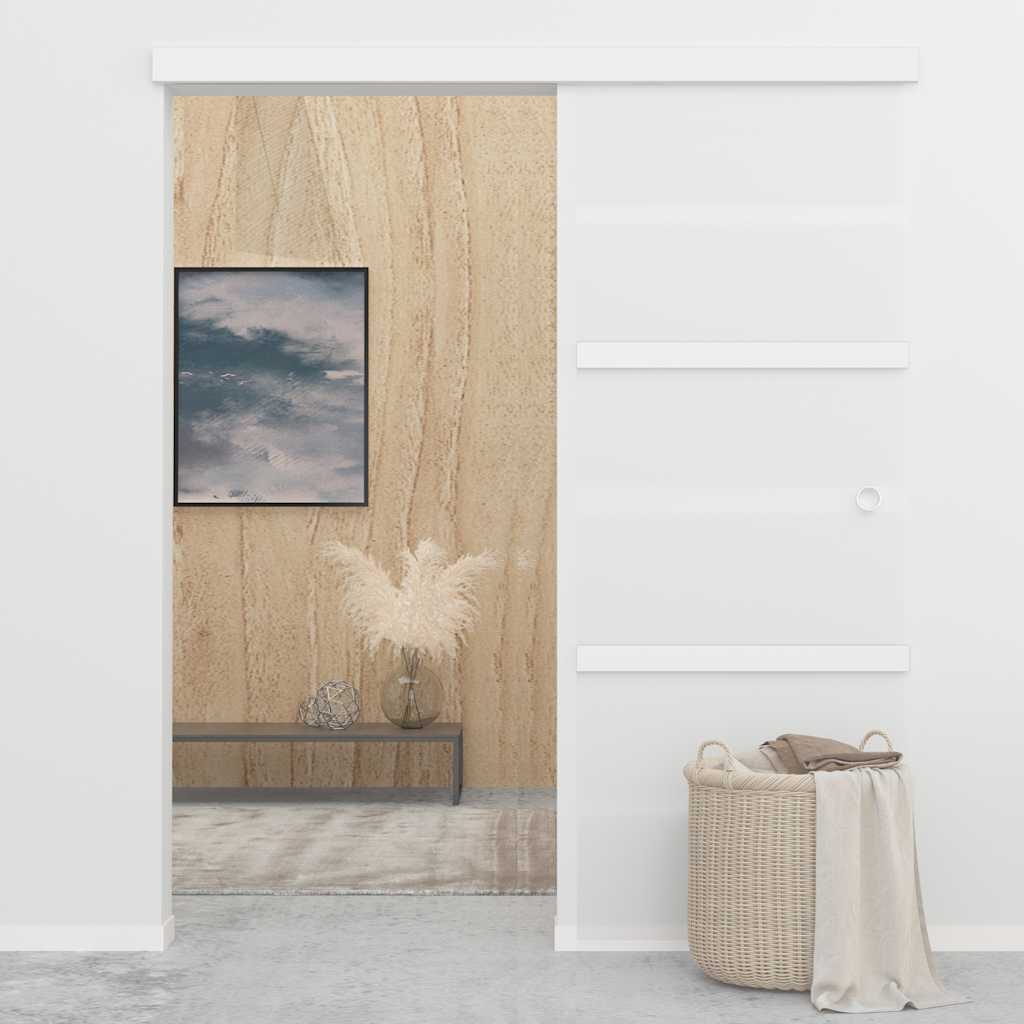 skydedør 76x212 cm hærdet glas og aluminium sølvfarvet