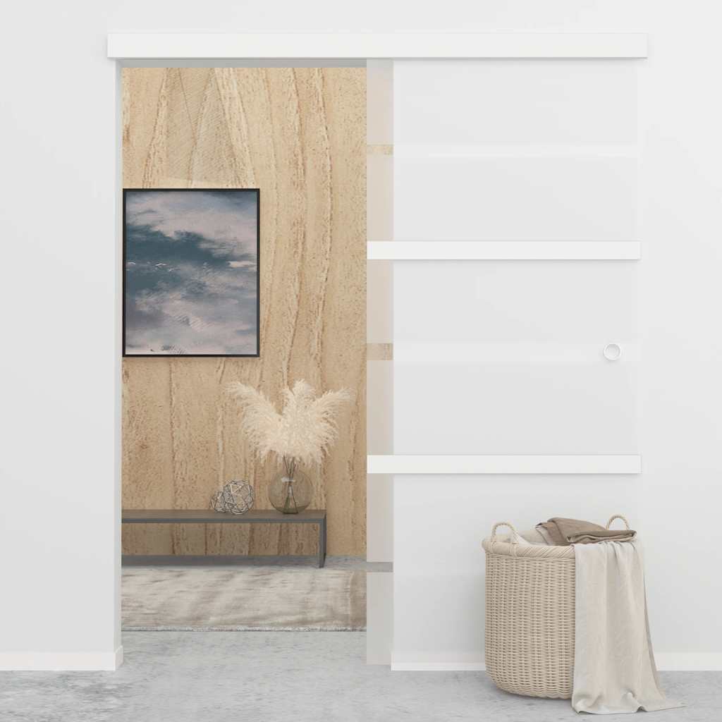 skydedør 90x205 cm hærdet glas og aluminium sølvfarvet