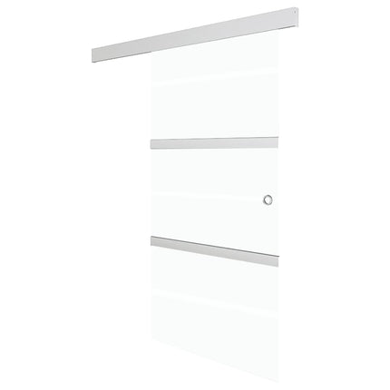 skydedør med bløde stop 90x205 cm hærdet glas og aluminium sølv