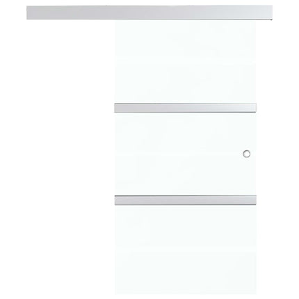 skydedør med bløde stop 90x205 cm hærdet glas og aluminium sølv