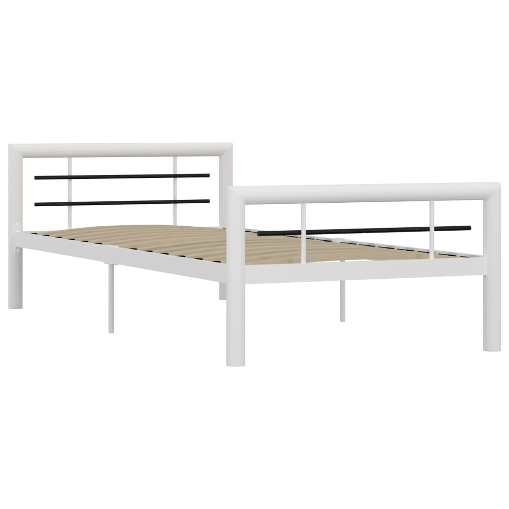sengestel 100x200 cm metal hvid og sort
