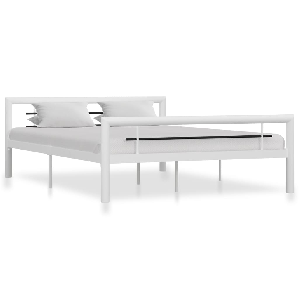 sengestel 120x200 cm metal hvid og sort