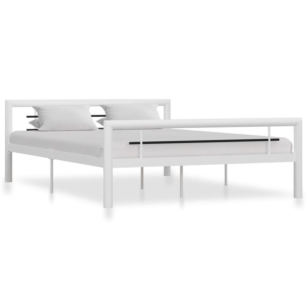 sengestel 140x200 cm metal hvid og sort