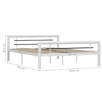 sengestel 140x200 cm metal hvid og sort