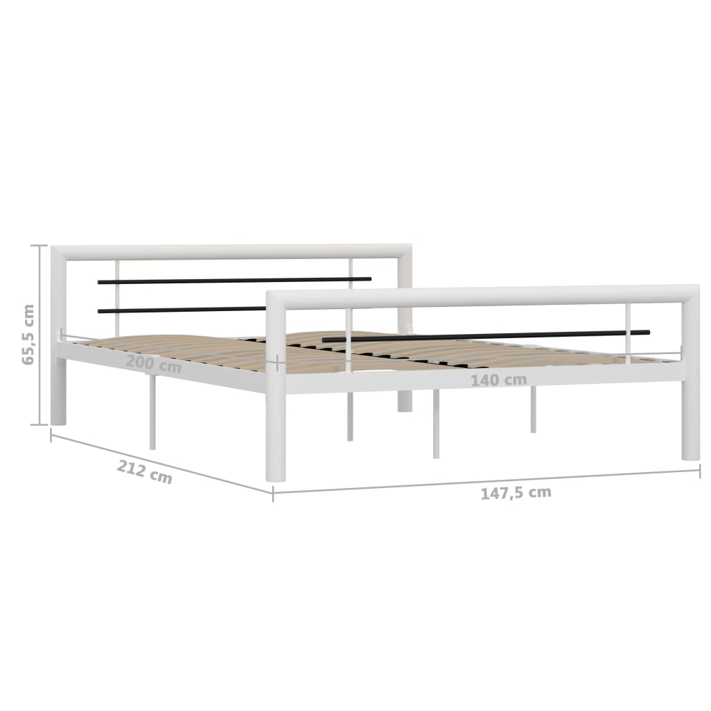 sengestel 140x200 cm metal hvid og sort