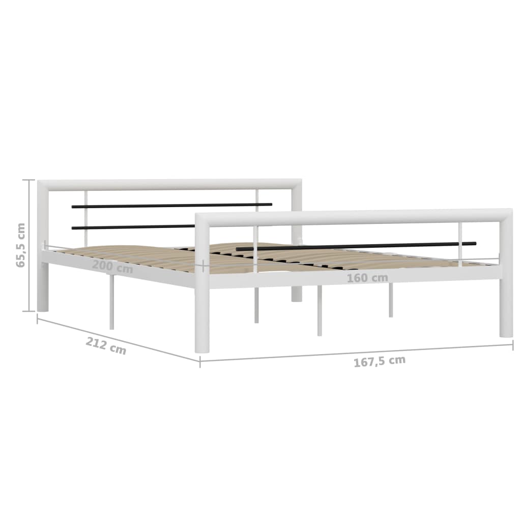 sengestel 160x200 cm metal hvid og sort