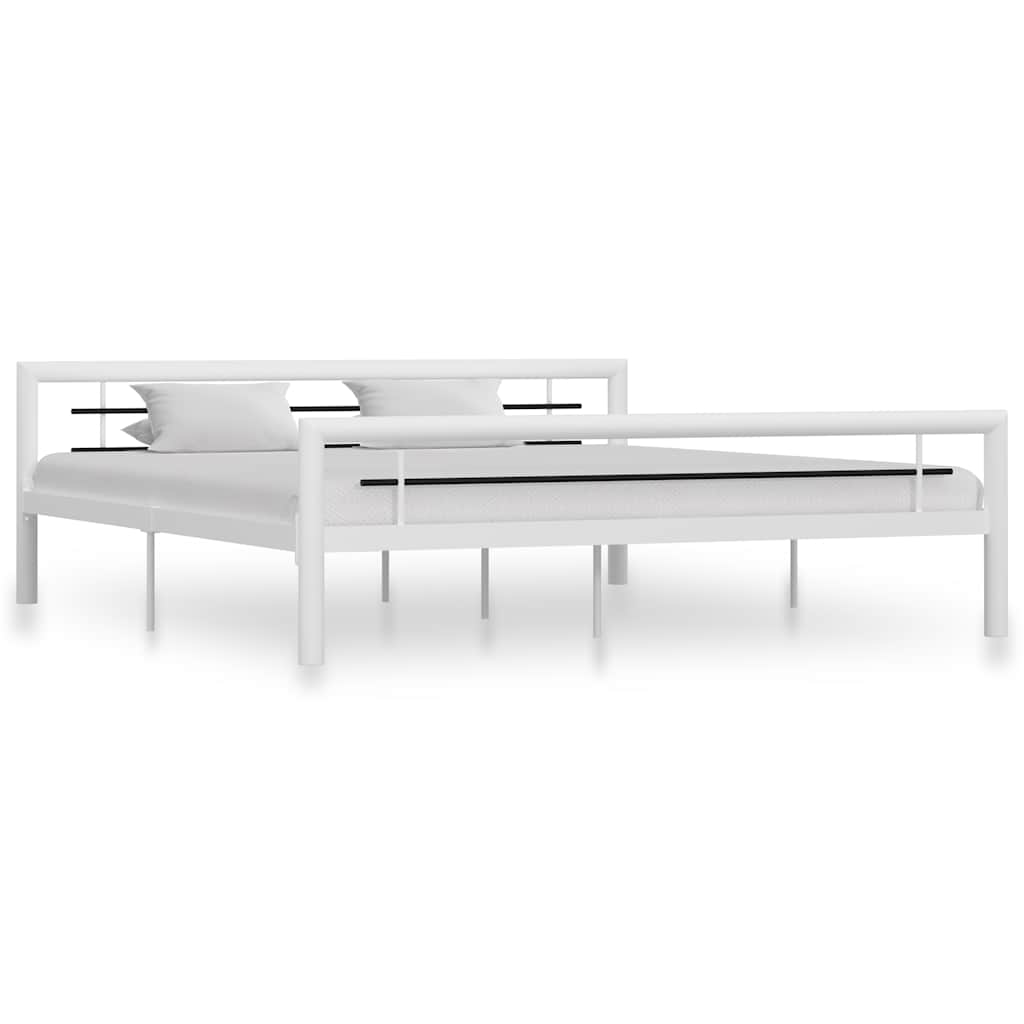 sengestel 180x200 cm metal hvid og sort
