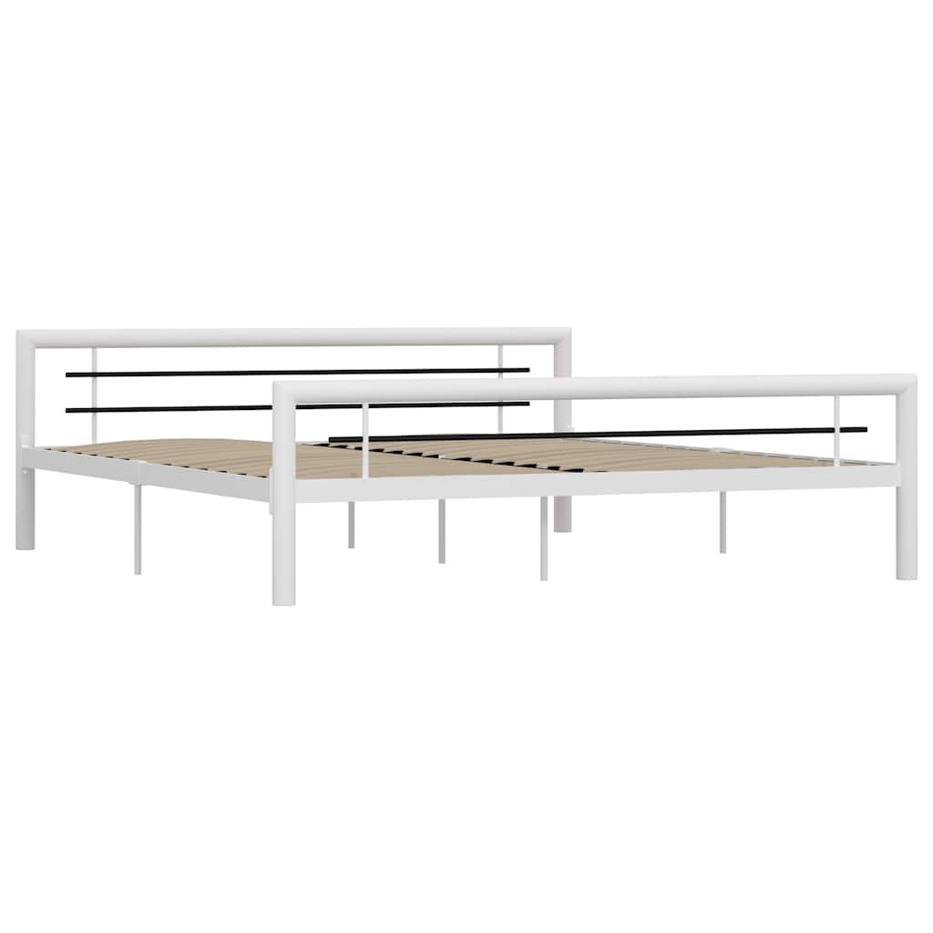 sengestel 180x200 cm metal hvid og sort
