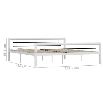 sengestel 180x200 cm metal hvid og sort