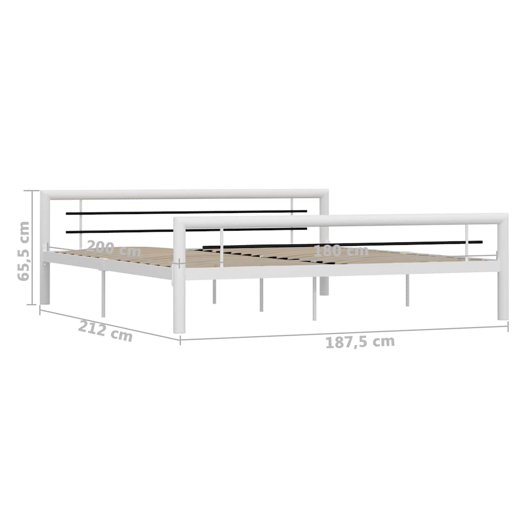 sengestel 180x200 cm metal hvid og sort